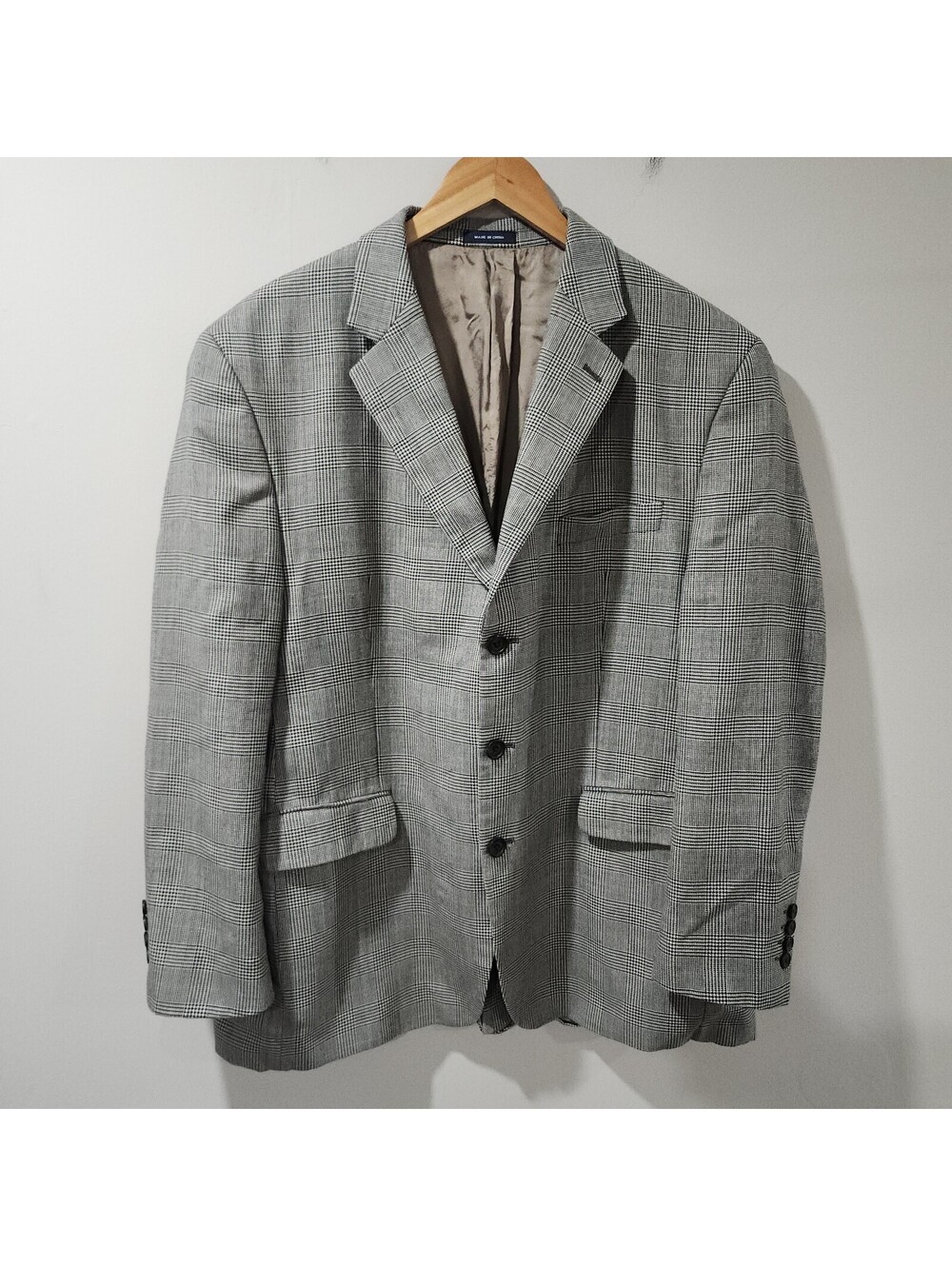 Ralph Ralph Lauren Blazer Jacket Coat Plaid Check Houndstooth Silk Wool 46R